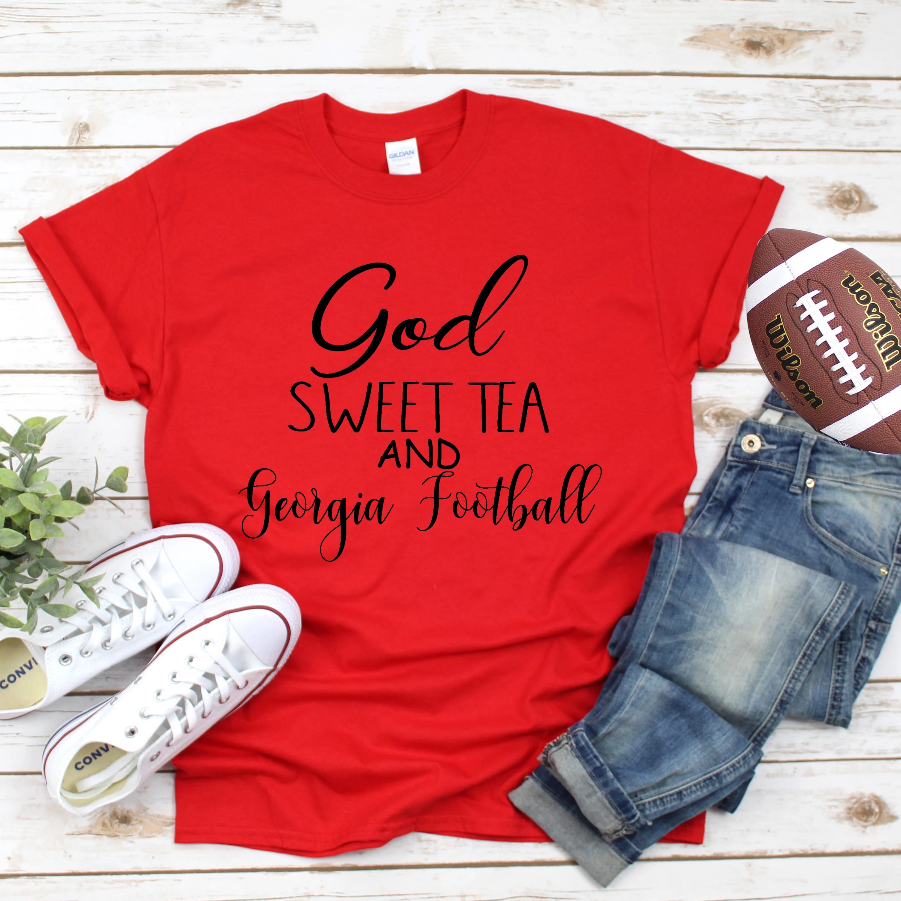 God, Sweet Tea & Georgia Football T-Shirt L Southern Ivy Boutique L / Black